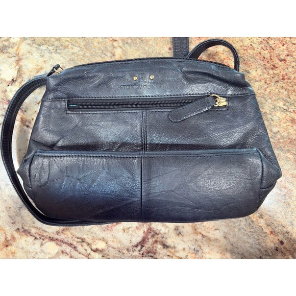 Stone Mountain Vintage Black Leather Crossbody Purse.  Smaller Size Made In USA - Picture 1 of 8